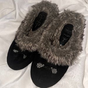 Black Furry Slippers